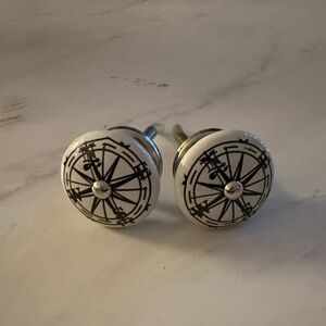 White and Black Compass Drawer Knobs